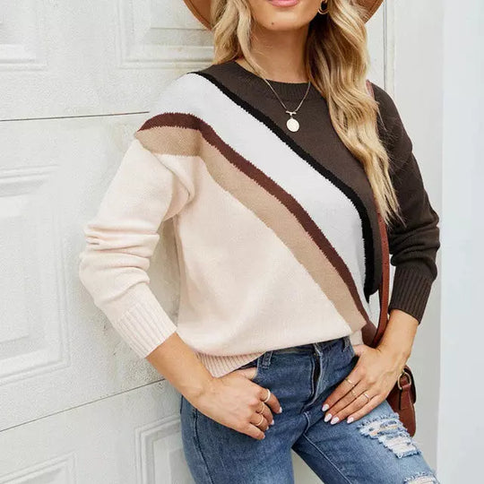EB | Gestreifter Strickpullover mit Breiten Linien