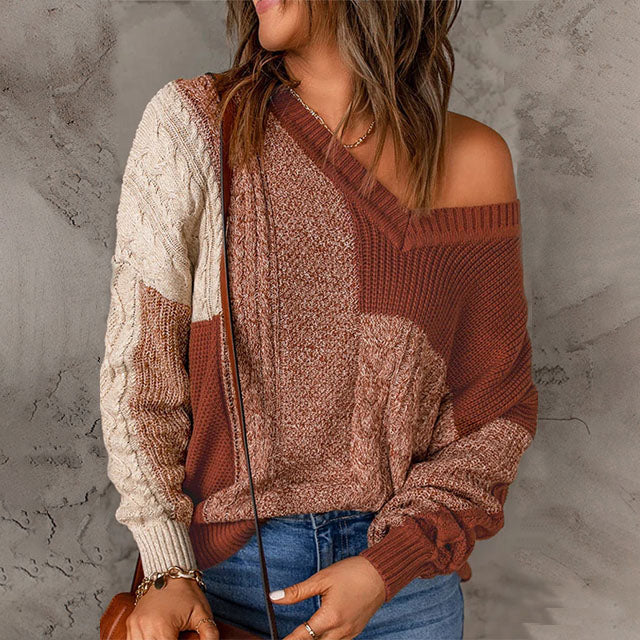 EB | Patchwork Strickpullover mit Farbkontrasten