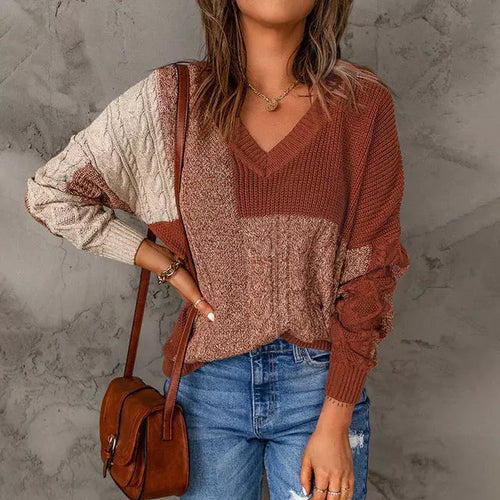 EB | Patchwork Strickpullover mit Farbkontrasten