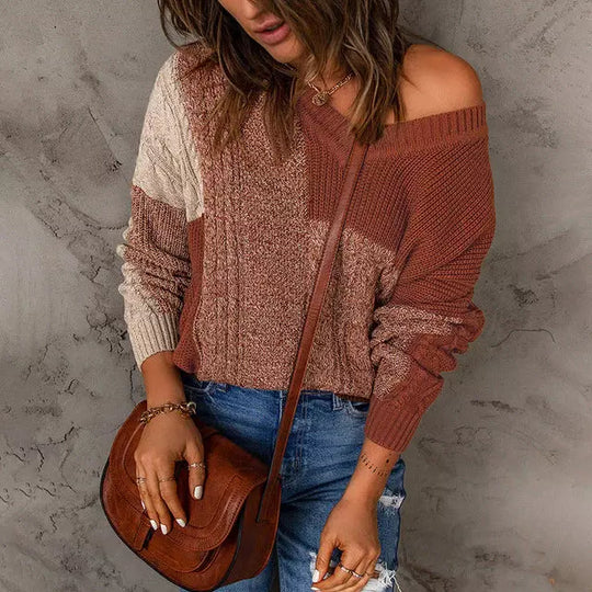EB | Patchwork Strickpullover mit Farbkontrasten