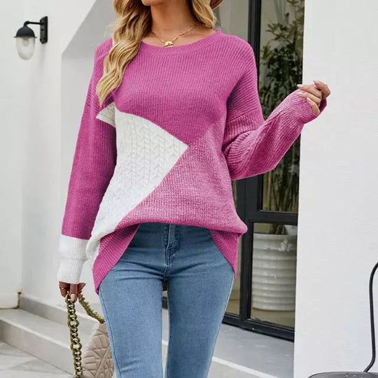 EB | Patchwork Strickpullover mit Kreativem Muster