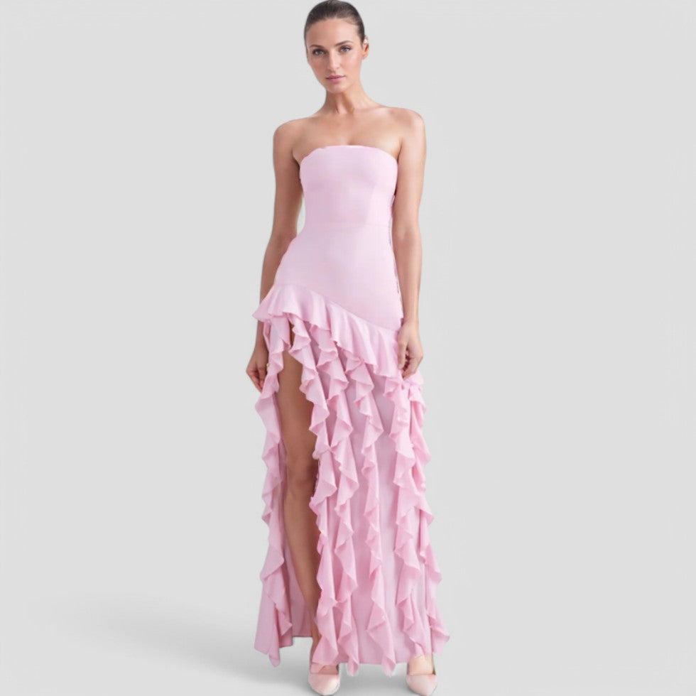 EB | Ärmelloses Rüschenkleid Elegante Stille Luxusmode