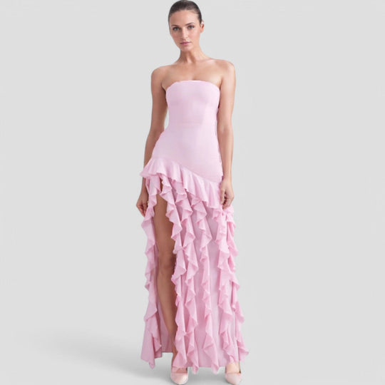EB | Ärmelloses Rüschenkleid Elegante Stille Luxusmode