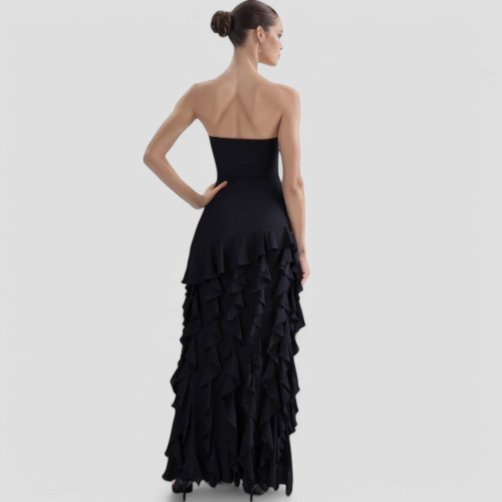 EB | Ärmelloses Rüschenkleid Elegante Stille Luxusmode