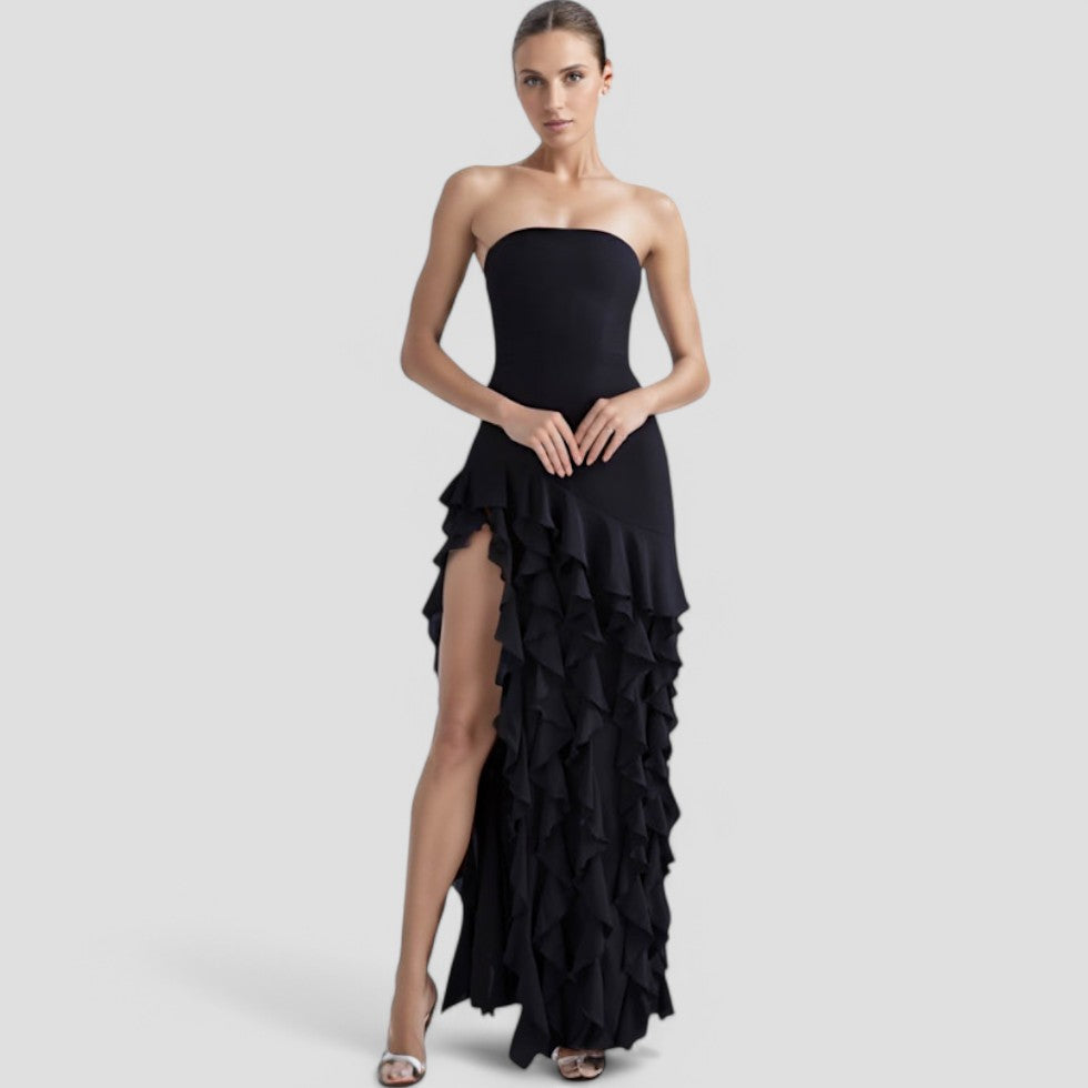 EB | Ärmelloses Rüschenkleid Elegante Stille Luxusmode