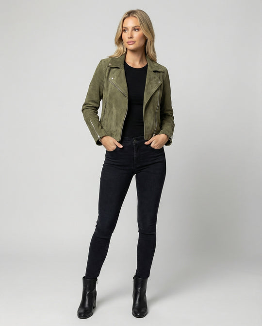 EB | Damen Wildleder Bikerjacke