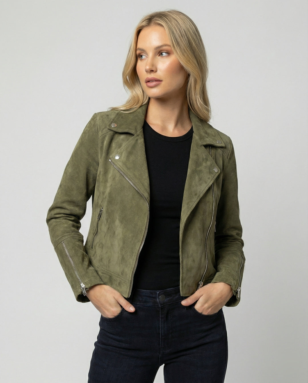 EB | Damen Wildleder Bikerjacke