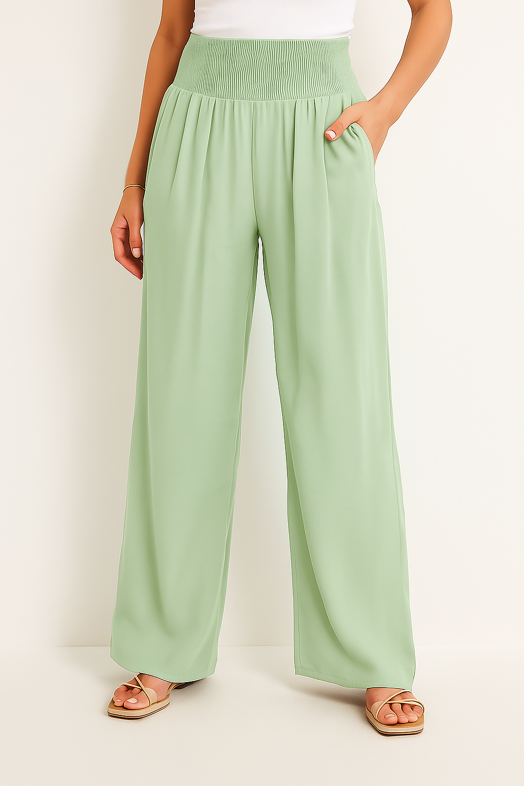 EB | Sommerhose Damen mit Elastischem High-Waist-Bund