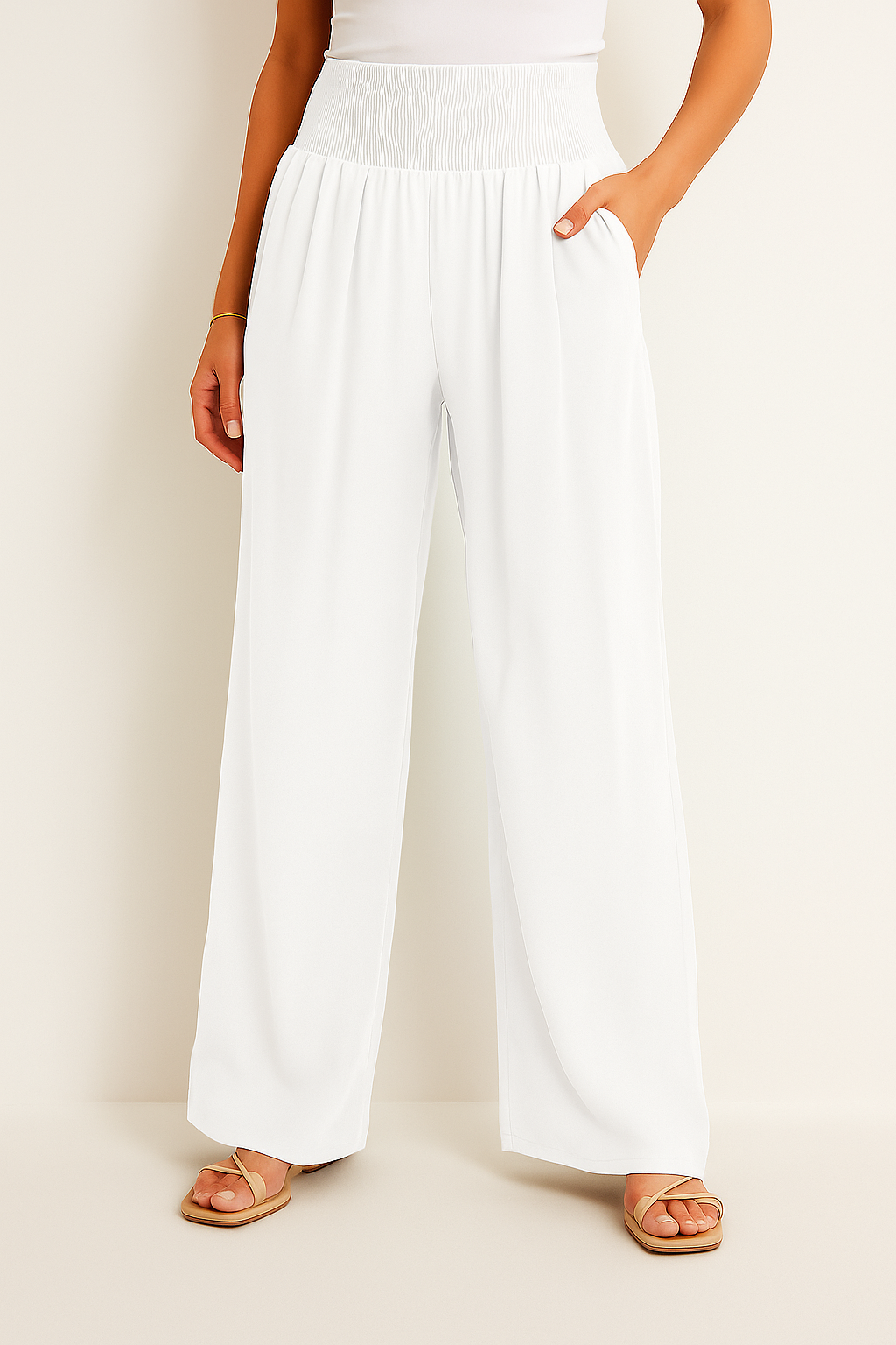 EB | Sommerhose Damen mit Elastischem High-Waist-Bund