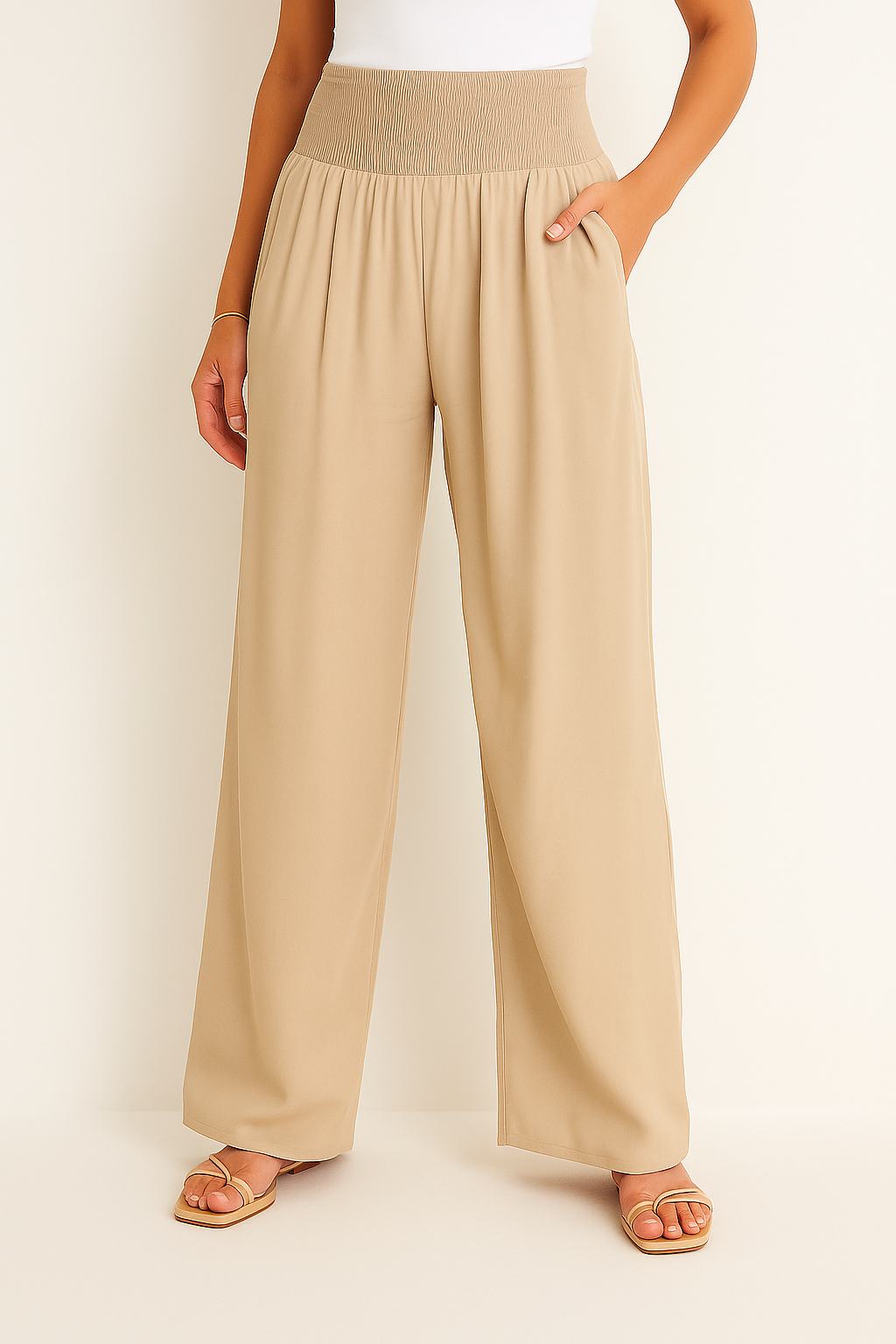 EB | Sommerhose Damen mit Elastischem High-Waist-Bund