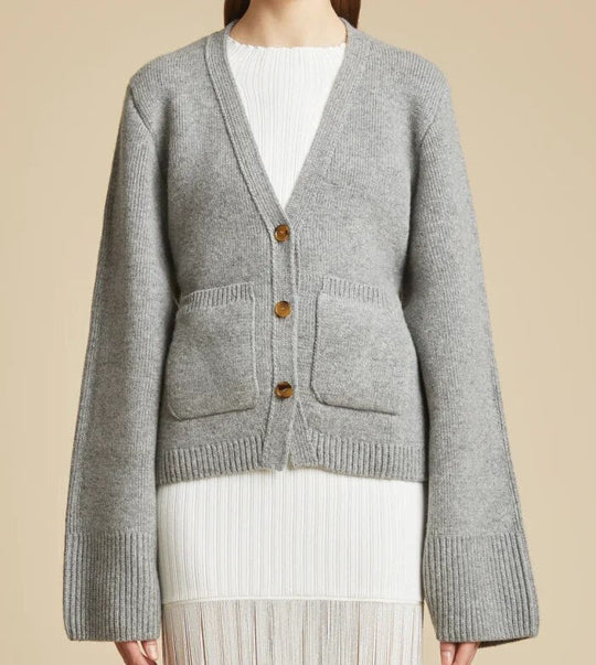 EB | Damen Stilvoll Strickcardigan mit Knopfverschluss und V-Ausschnitt