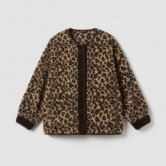 EB | Damenjacke Bedruckt Leopardenmuster Chic und Bequem