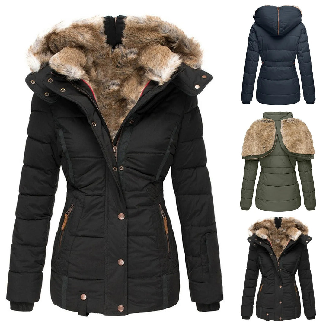EB | Daunen-Puffermantel mit Kapuze aus Kunstpelz Warm, Wasserdicht & Isoliert Winterjacke