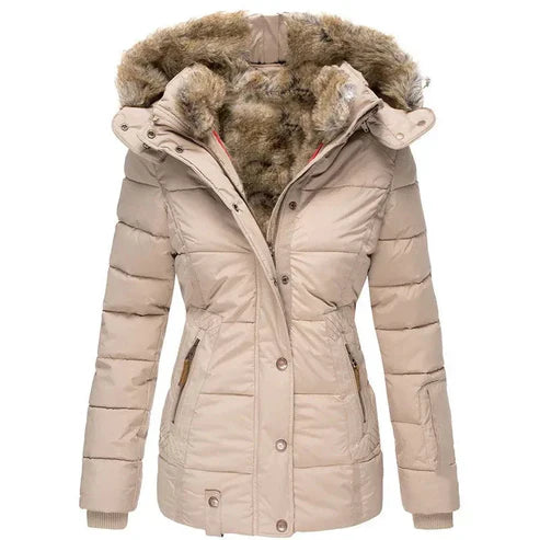 EB | dicke Winterjacke mit Fellfutter - winddichte Damenjacke