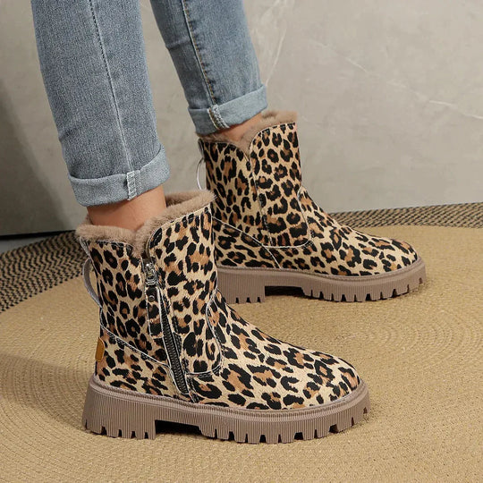 EB | Leopardenmuster Schneestiefel für Damen – Gemütliches & Stylisches Winterfußbett