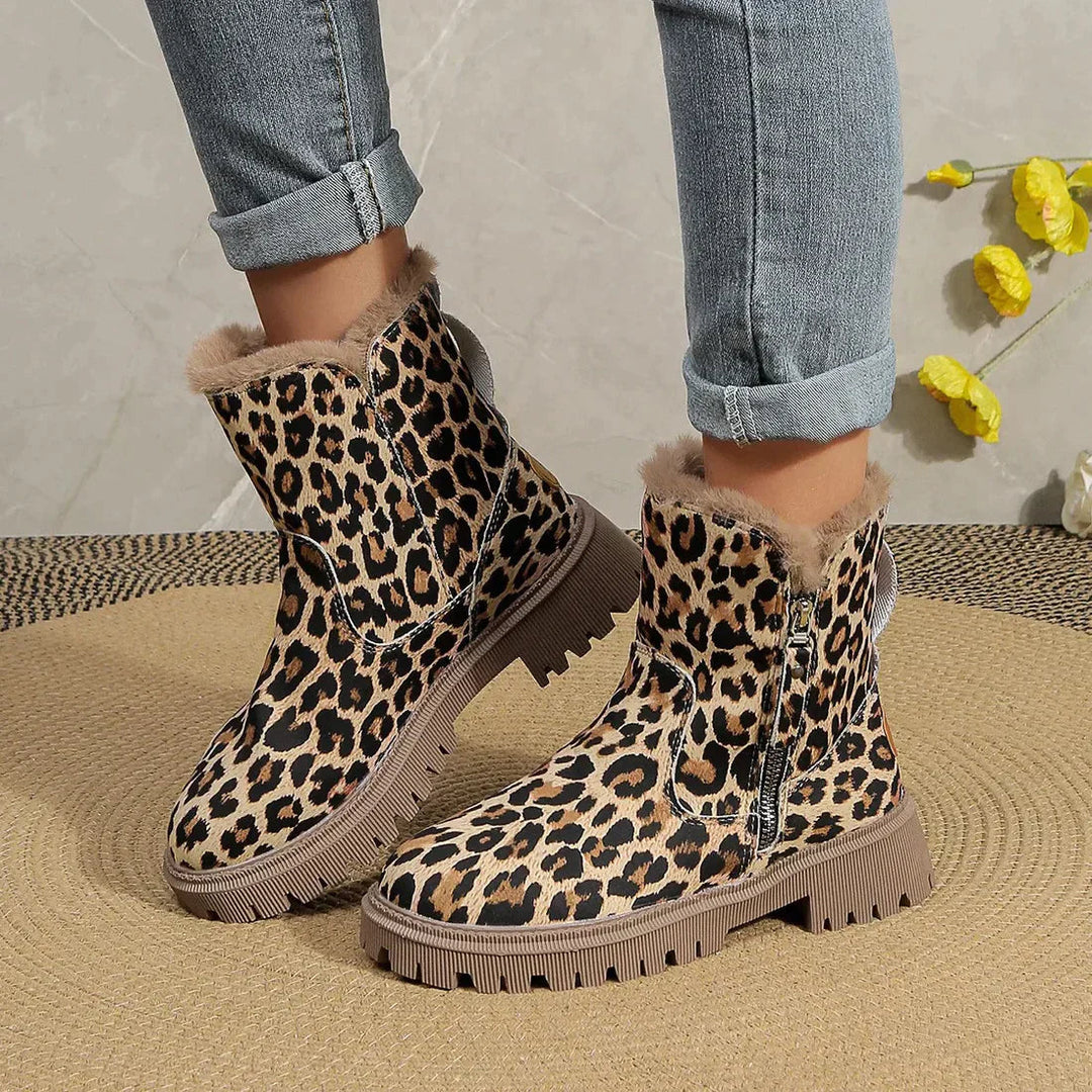 EB | Leopardenmuster Schneestiefel für Damen – Gemütliches & Stylisches Winterfußbett