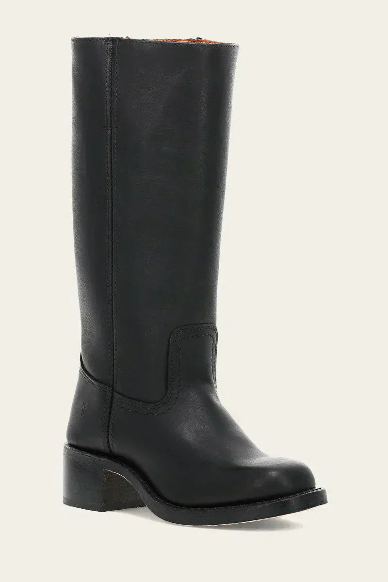 Lederstiefel - Niedriger Absatz - Schlupfmodell - Knielange Stiefel - Damenstiefel EB