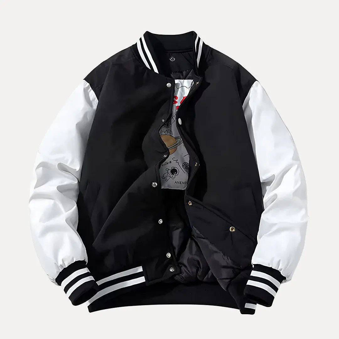 EB | Patchwork Abnehmbarer Kapuze Varsity Jacke