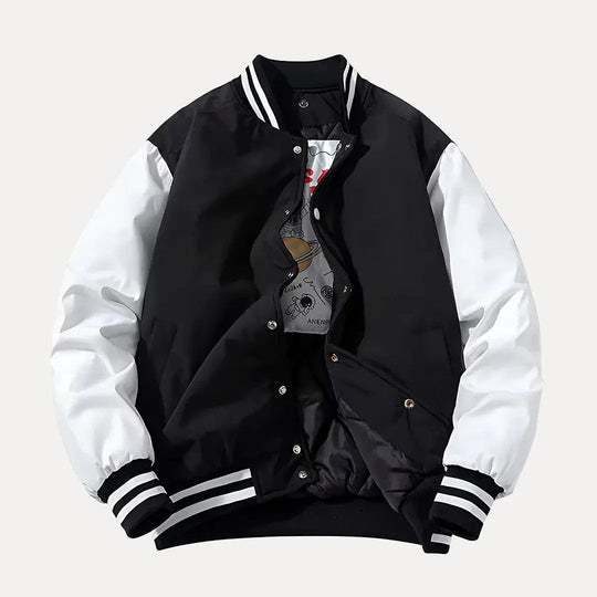 EB | Patchwork Abnehmbarer Kapuze Varsity Jacke