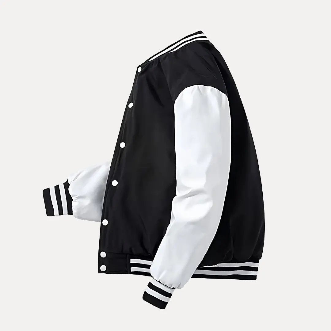 EB | Patchwork Abnehmbarer Kapuze Varsity Jacke