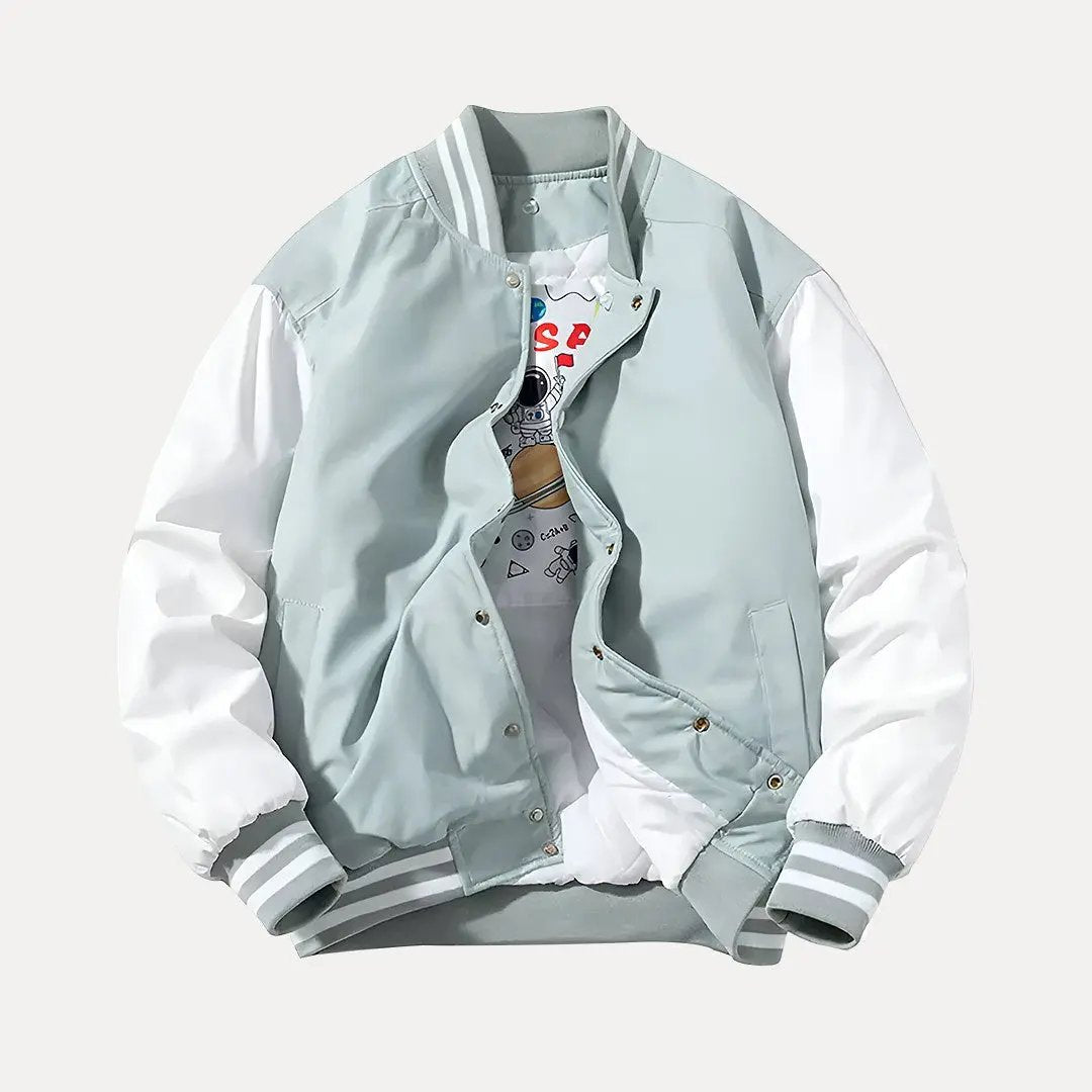 EB | Patchwork Abnehmbarer Kapuze Varsity Jacke