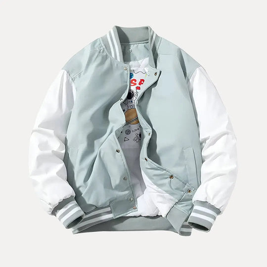 EB | Patchwork Abnehmbarer Kapuze Varsity Jacke