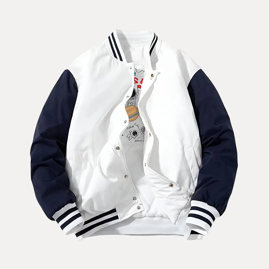 EB | Patchwork Abnehmbarer Kapuze Varsity Jacke