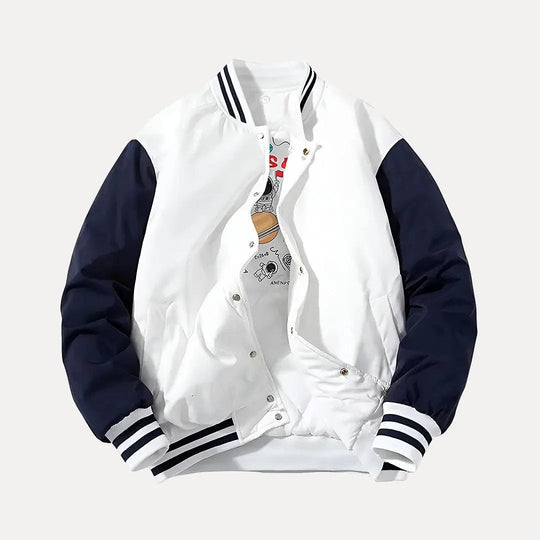 EB | Patchwork Abnehmbarer Kapuze Varsity Jacke