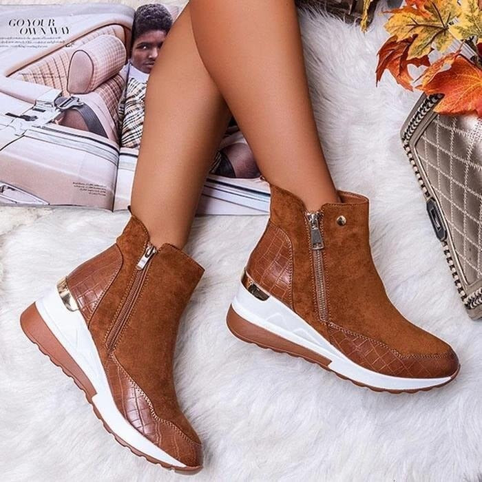 EB | Damen Leder Absatz Stiefeletten