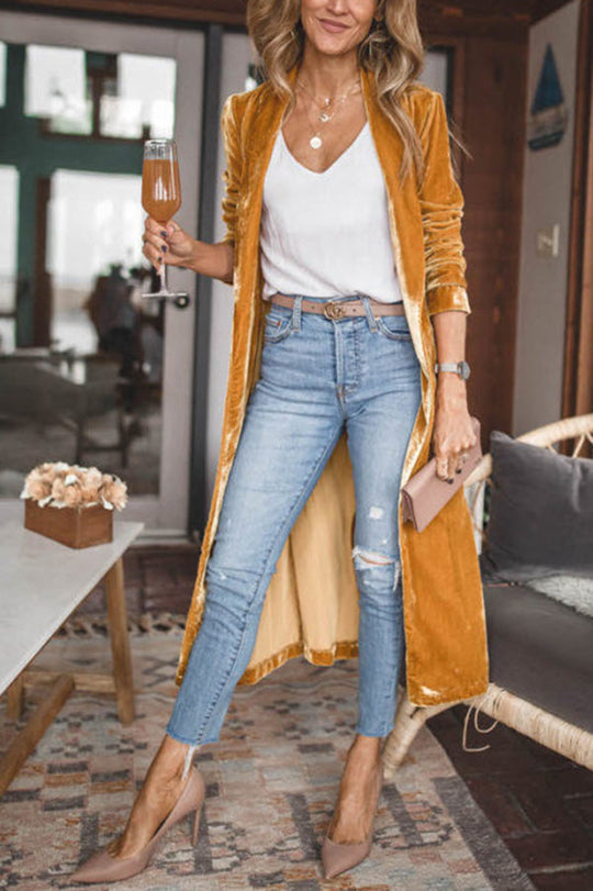 EB | Damen Samt Cardigan mit Langen Ärmeln