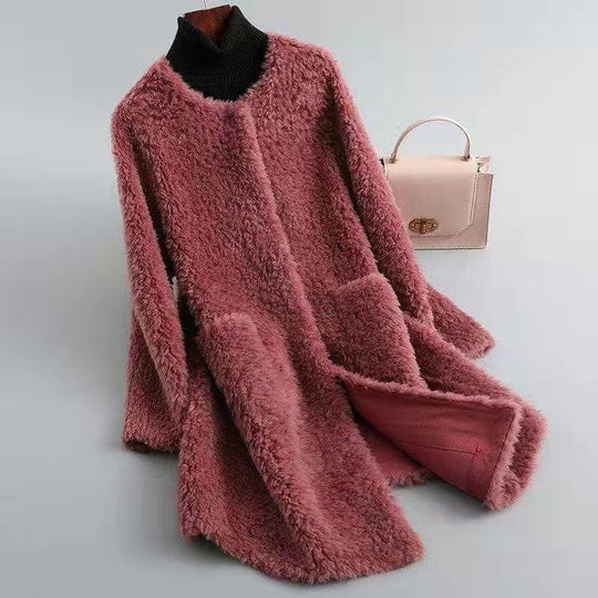 EB | Damen Shearling Winterjacke mit Taschen