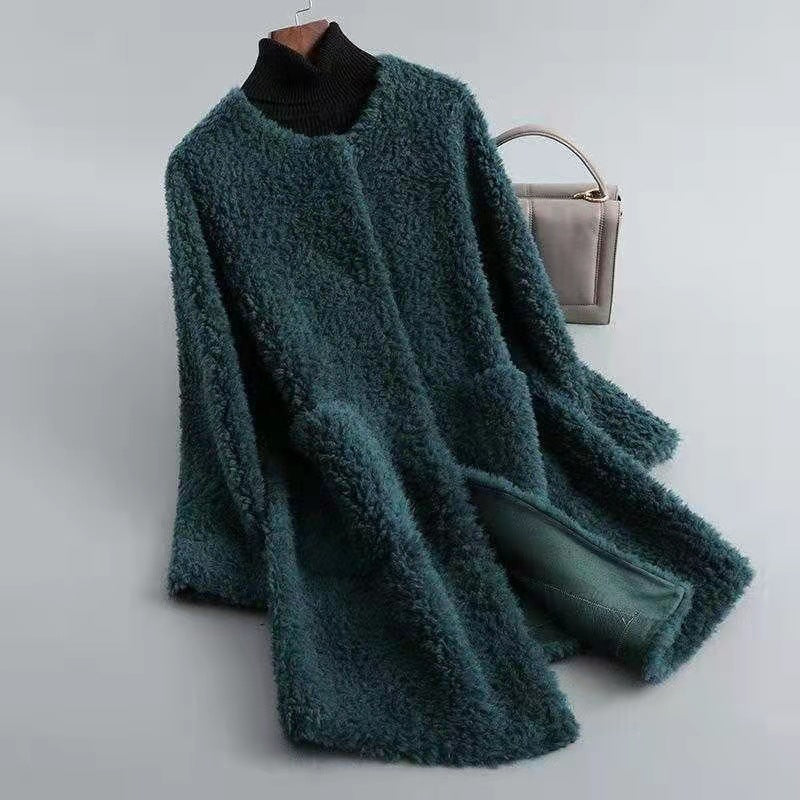 EB | Damen Shearling Winterjacke mit Taschen