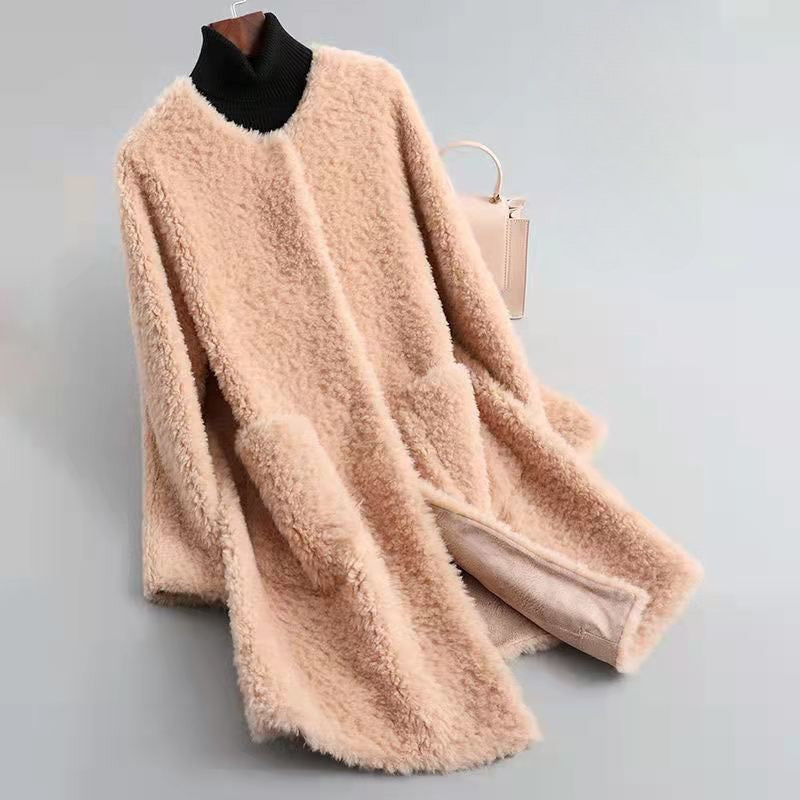 EB | Damen Shearling Winterjacke mit Taschen