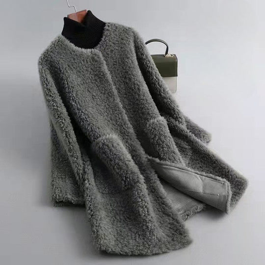 EB | Damen Shearling Winterjacke mit Taschen