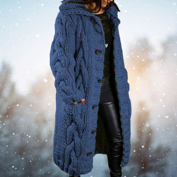EB | Verlängerte Strickjacke mit Geflochtenem Design Robuste Acrylwolle Perfekt für Kaltes Wetter