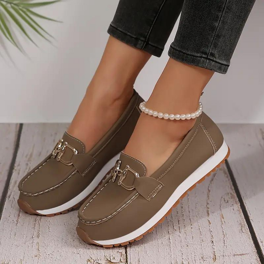 Loafer - Metall Schnalle - Slip-On - Ge shoes - Damenschuhe EB