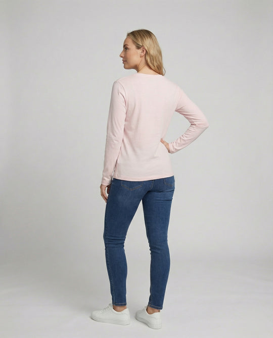 Lockeres Damen Langarmshirt mit Tasche Rundhals Koreanischer Stil Herbst