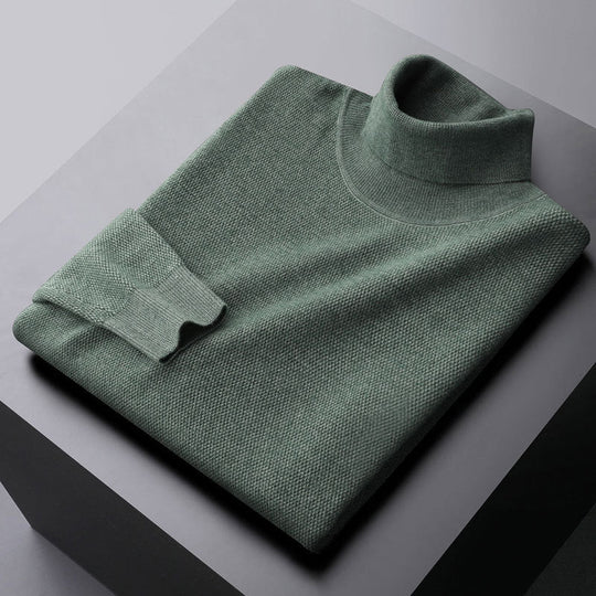 EB | Hoher Kragen Wolle Strick Regulärer Schnitt Gerippter Saum und Bündchen