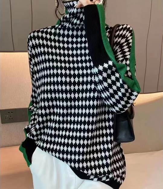 EB | Eleganter Pullover mit schwarz-weißem Karomuster
