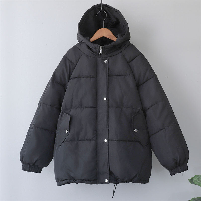EB | Damen Locker Geschnittene Gepolsterte Winterjacke mit Kapuze und Taschen