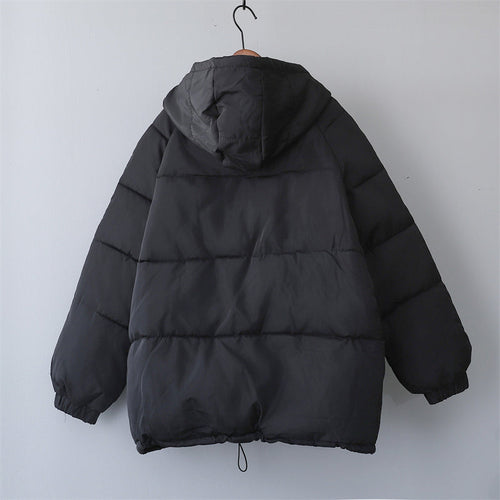 EB | Damen Locker Geschnittene Gepolsterte Winterjacke mit Kapuze und Taschen