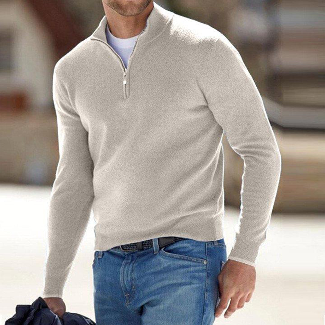 EB | Slim Fit Leichter Baumwollmix Halber Reißverschluss Lässiger Stil