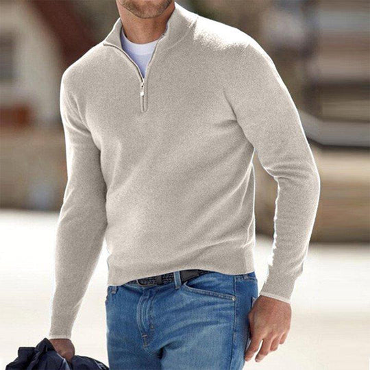 EB | Slim Fit Leichter Baumwollmix Halber Reißverschluss Lässiger Stil