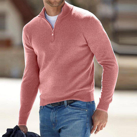 EB | Slim Fit Leichter Baumwollmix Halber Reißverschluss Lässiger Stil