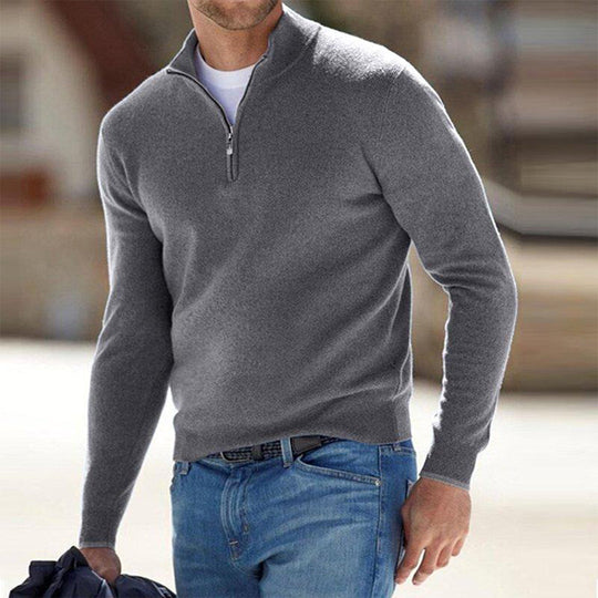 EB | Slim Fit Leichter Baumwollmix Halber Reißverschluss Lässiger Stil