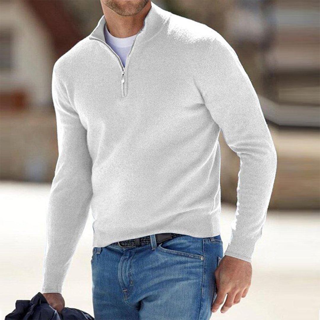 EB | Slim Fit Leichter Baumwollmix Halber Reißverschluss Lässiger Stil
