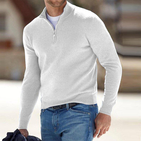 EB | Slim Fit Leichter Baumwollmix Halber Reißverschluss Lässiger Stil