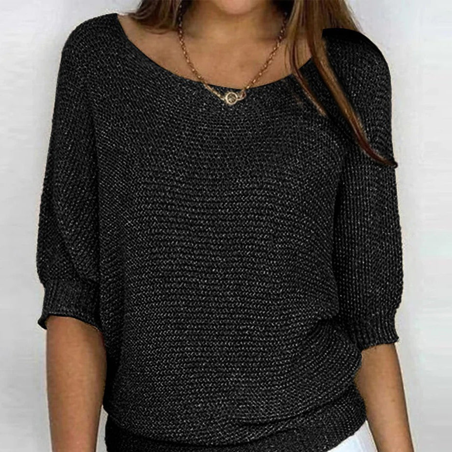 EB | Luftige Damenbluse mit Stilvollem Gestricktem Muster
