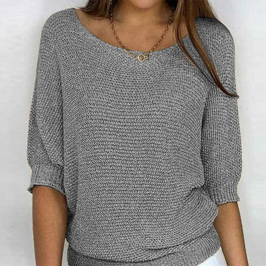 EB | Luftige Damenbluse mit Stilvollem Gestricktem Muster