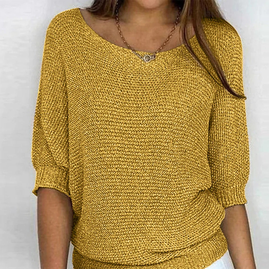 EB | Luftige Damenbluse mit Stilvollem Gestricktem Muster